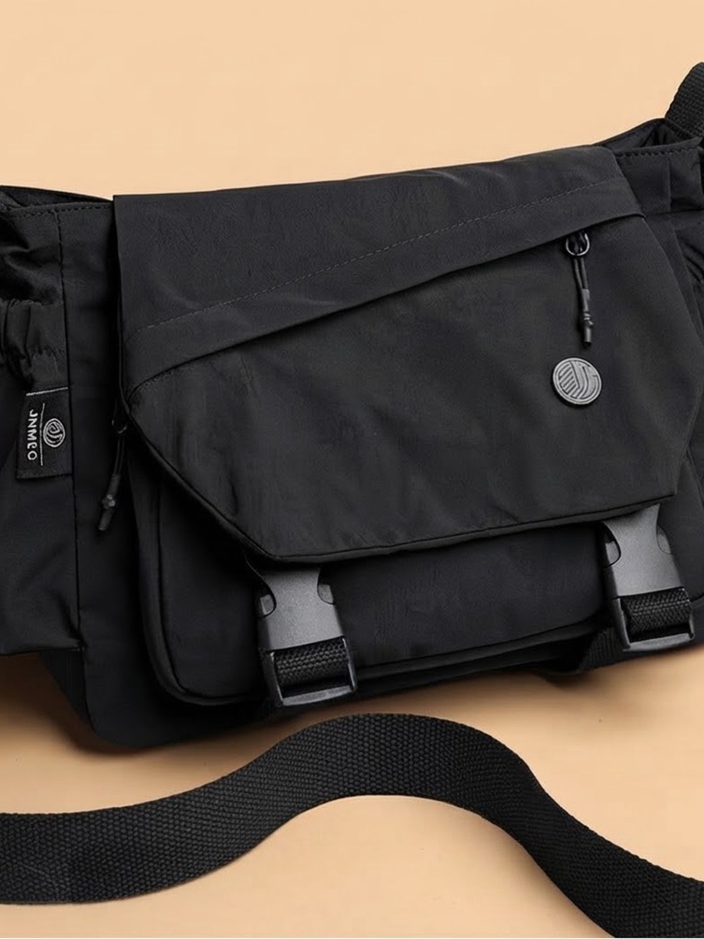 Men's Black Sling Belt Bag with Utility Pockets